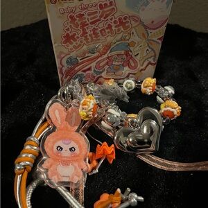 Kids Bunny Charm Bracelet Set with Heart Accents